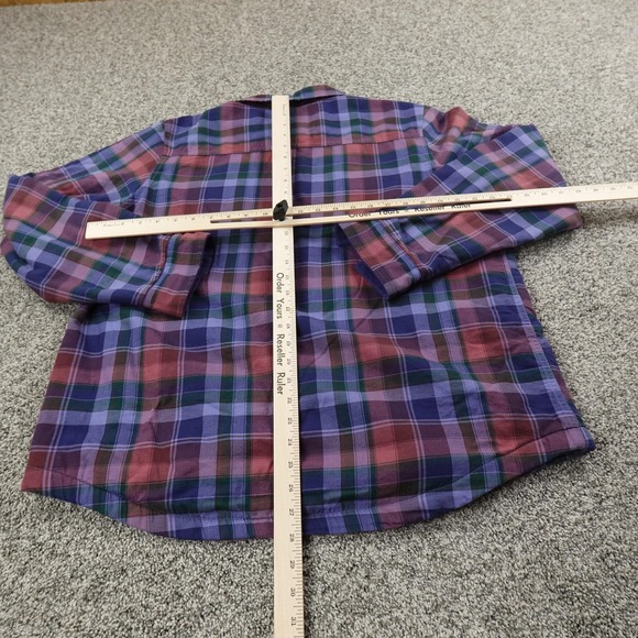 LL Bean Jacket Womens XL Blue Red Fleece Lined Flannel Shirt Snap Shacket Coat - Picture 4 of 10